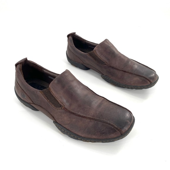 Born Hand Crafted Footwear Mens Sz 8 Brown Leather Slip On Loafers Comfort Shoes - Picture 1 of 9